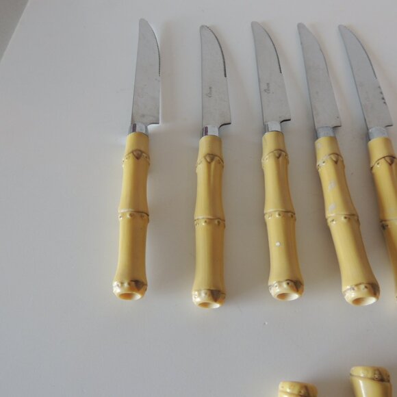 Vintage Faux Bamboo Set of Cutlery 31 Pieces Flatware - Picture 7 of 11